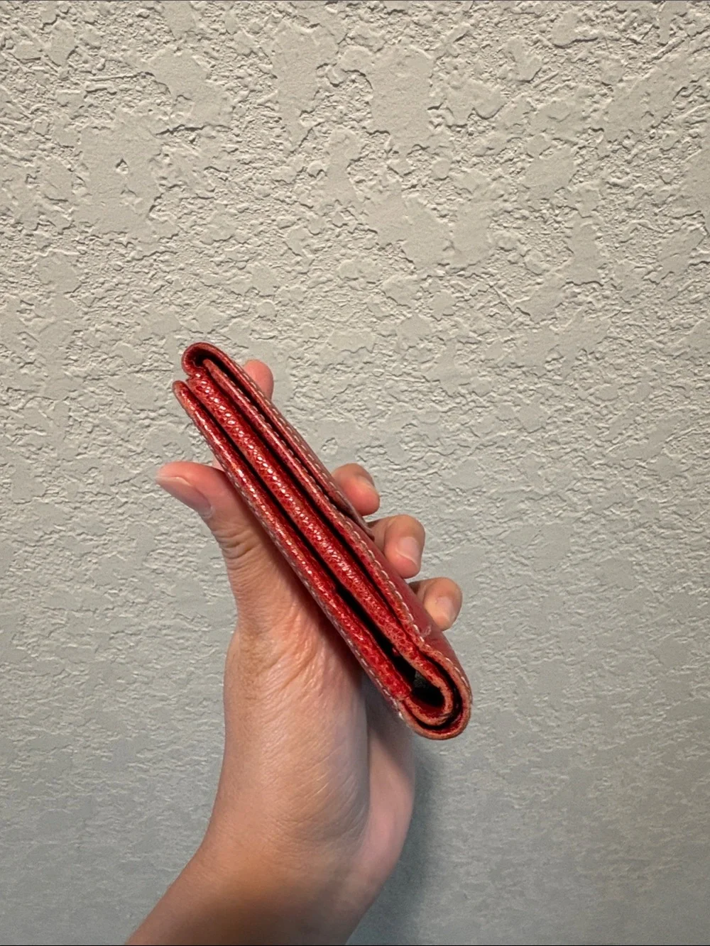 Loewe Red Leather Compact Wallet with Embossed Logo